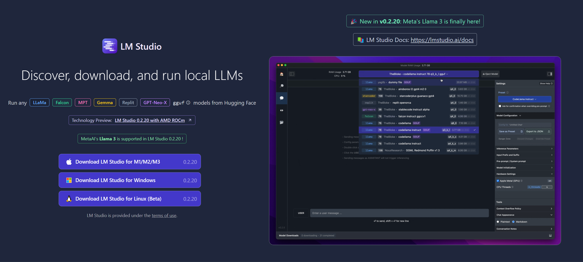 Screenshot Site LM Studio